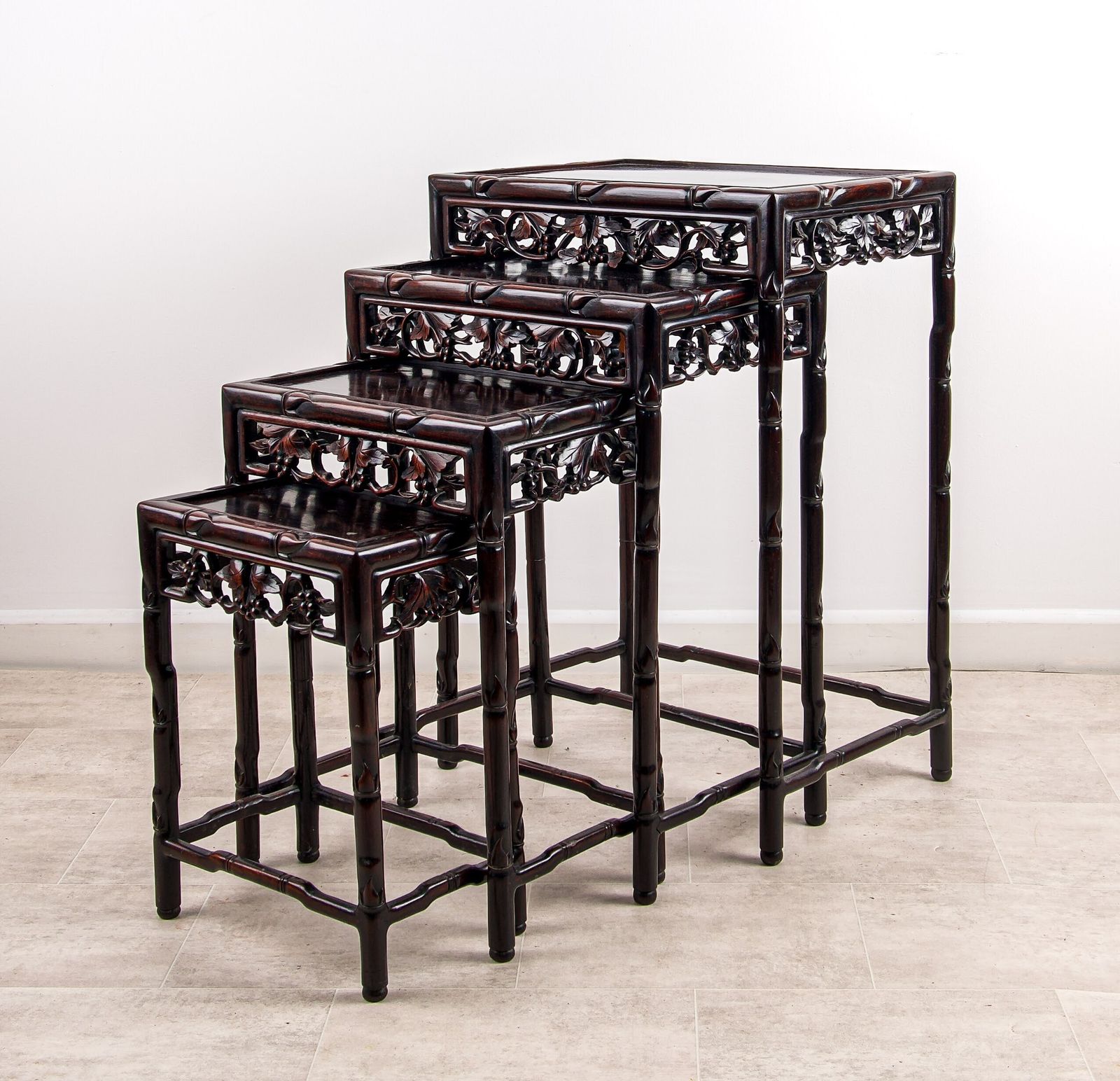 19th Century Chinese Hardwood Nest Of Tables Graduated Side Tables photo furniture