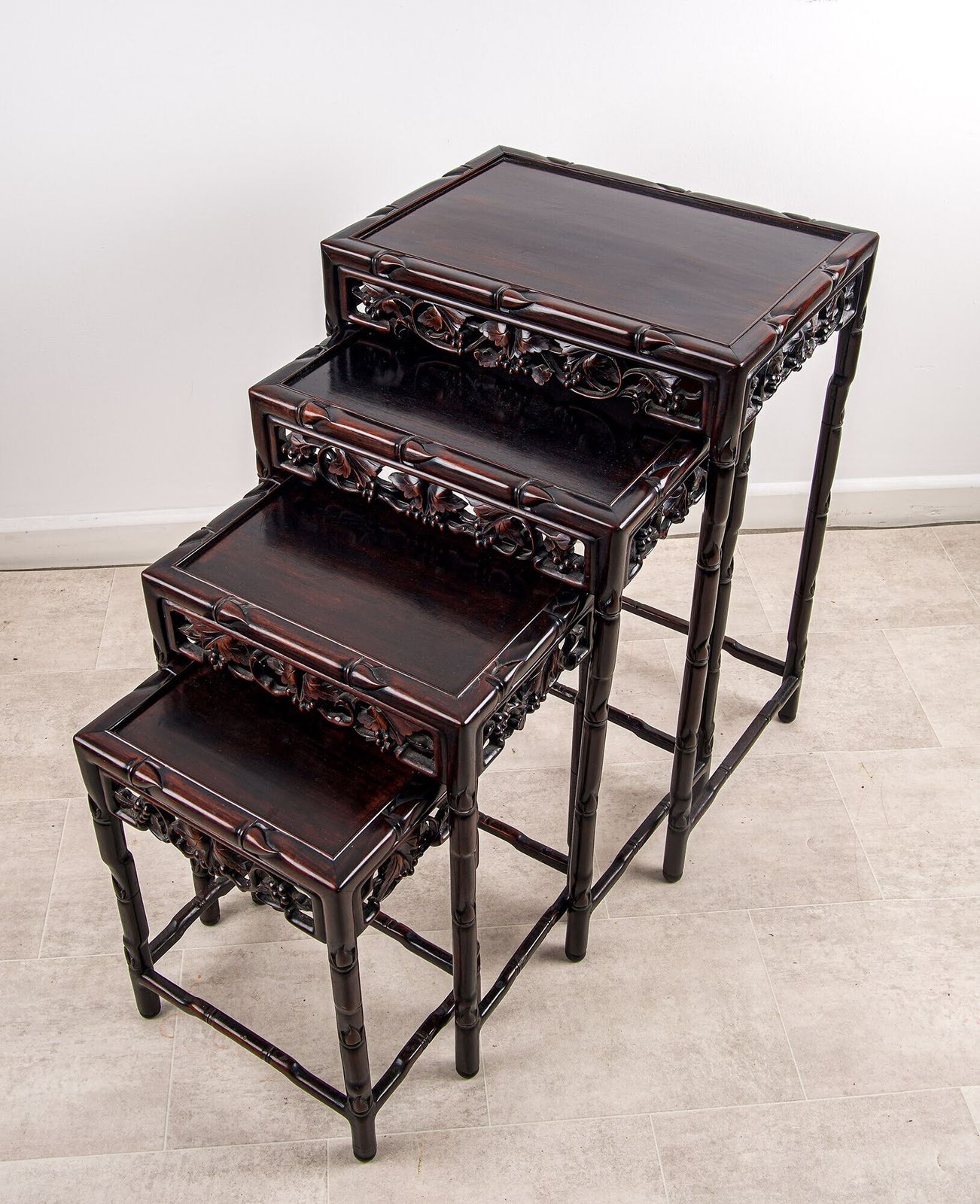 19th Century Chinese Hardwood Nest Of Tables Graduated Side Tables photo for sale