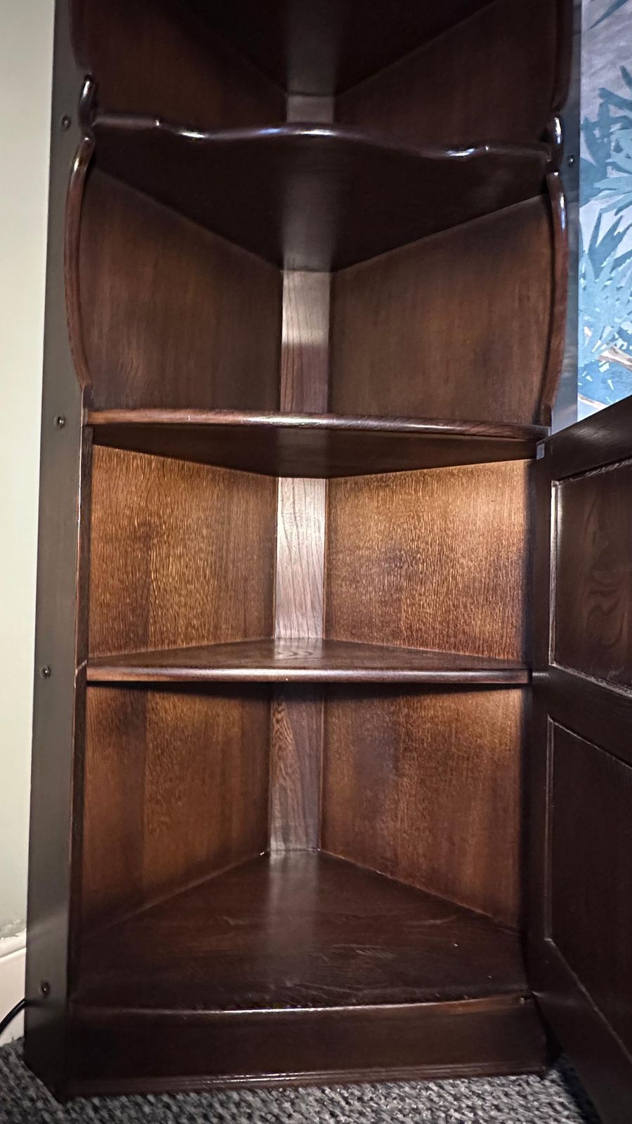 Vintage Ercol Corner Cabinet Solid Elm Blue Label 1954/1976 Luciano Ercolani Furniture photo vinterior