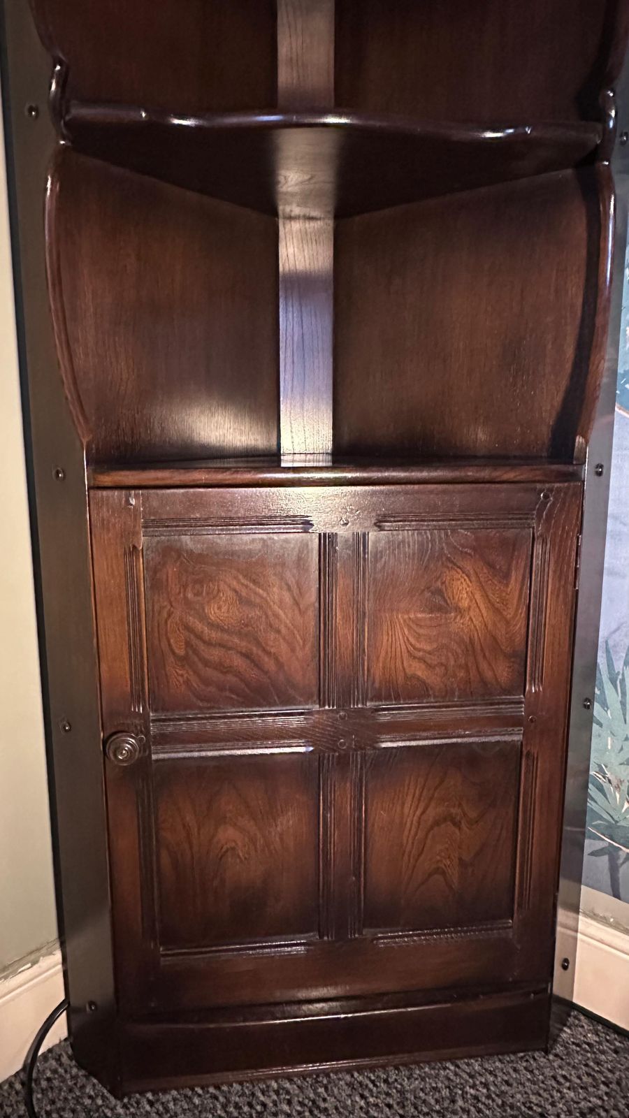 photo for sale Vintage Ercol Corner Cabinet Solid Elm Blue Label 1954/1976 Luciano Ercolani Furniture