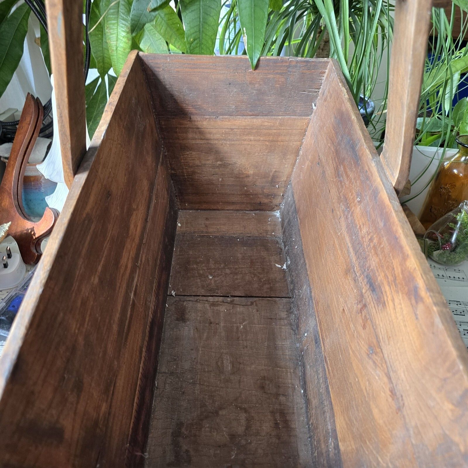 Antique Wooden Trug Chinese Rice Grains Vegetables Old World Rustic Country photo buy