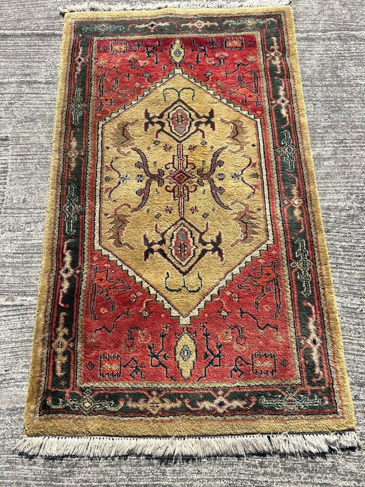 Vintage Hand Knotted & Made Indian Indo Shervan Wool Carpet Rug 169cm X 94cm photo buy