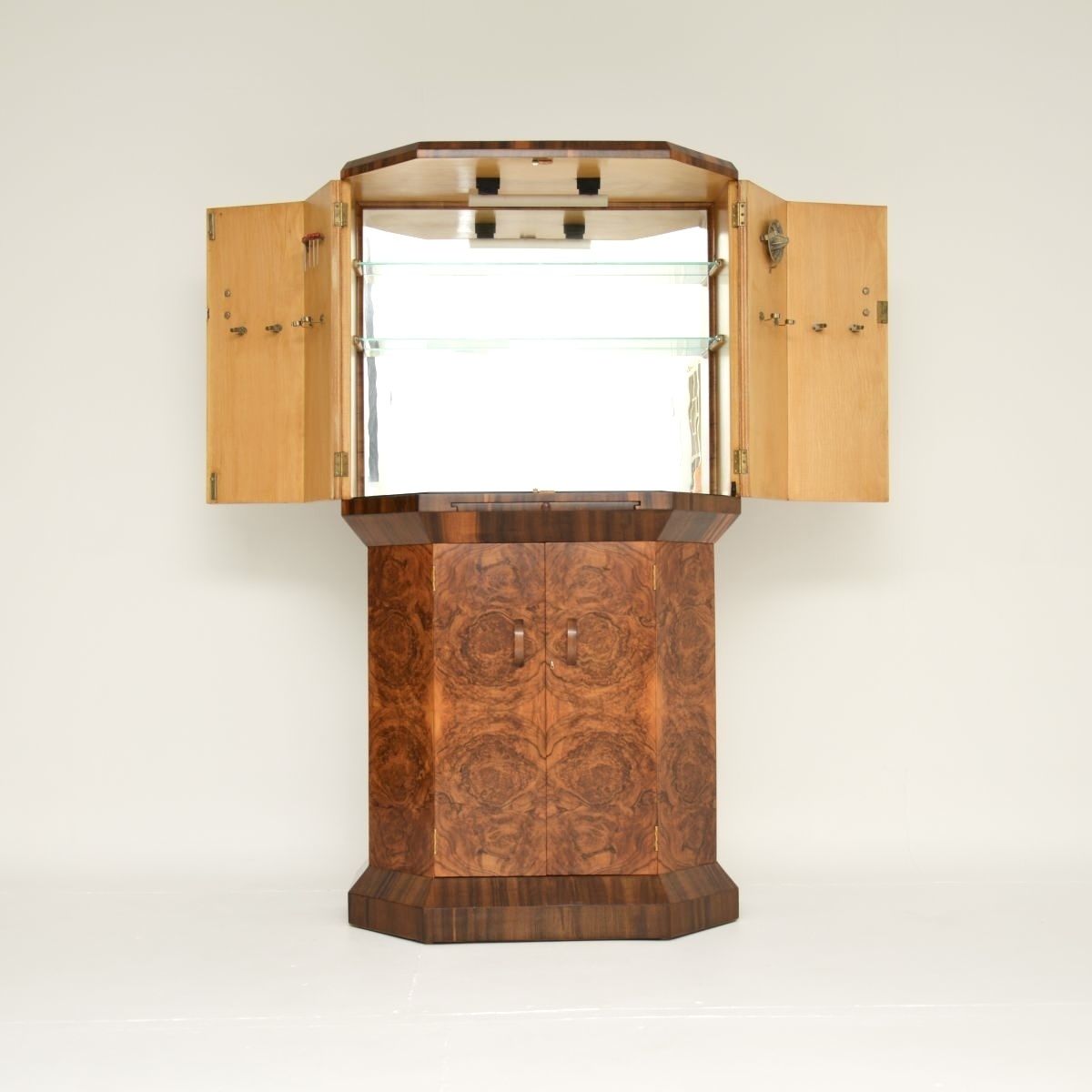 Art Deco Burr Walnut Cocktail Drinks Cabinet photo furniture