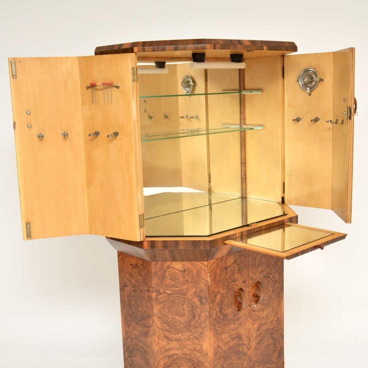Art Deco Burr Walnut Cocktail Drinks Cabinet photo for sale