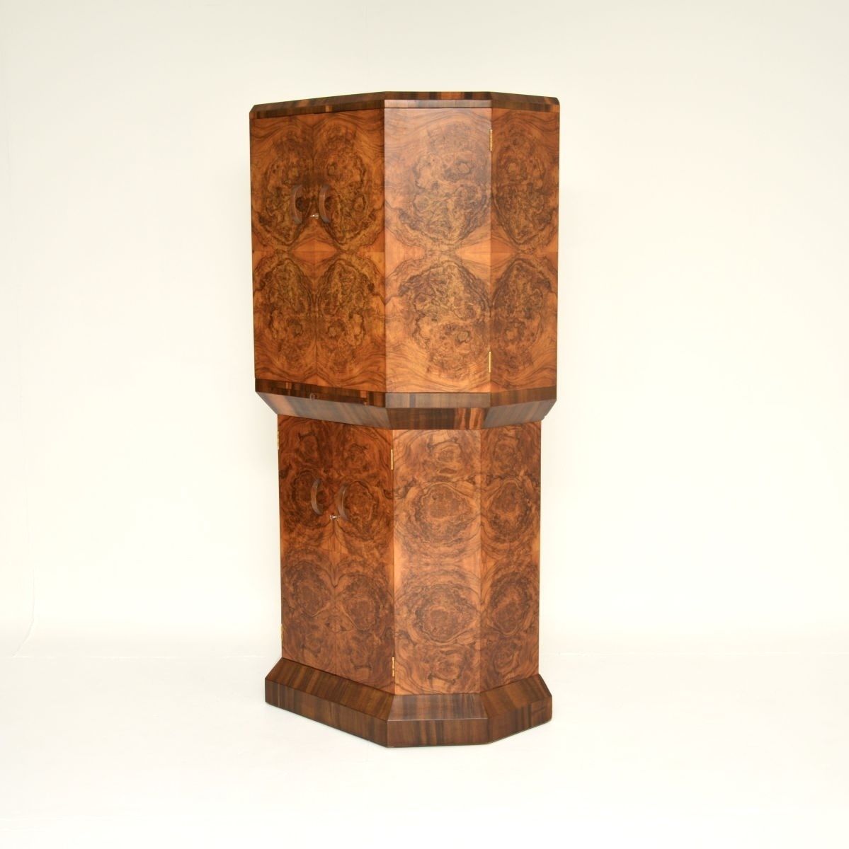 Art Deco Burr Walnut Cocktail Drinks Cabinet photo vintage