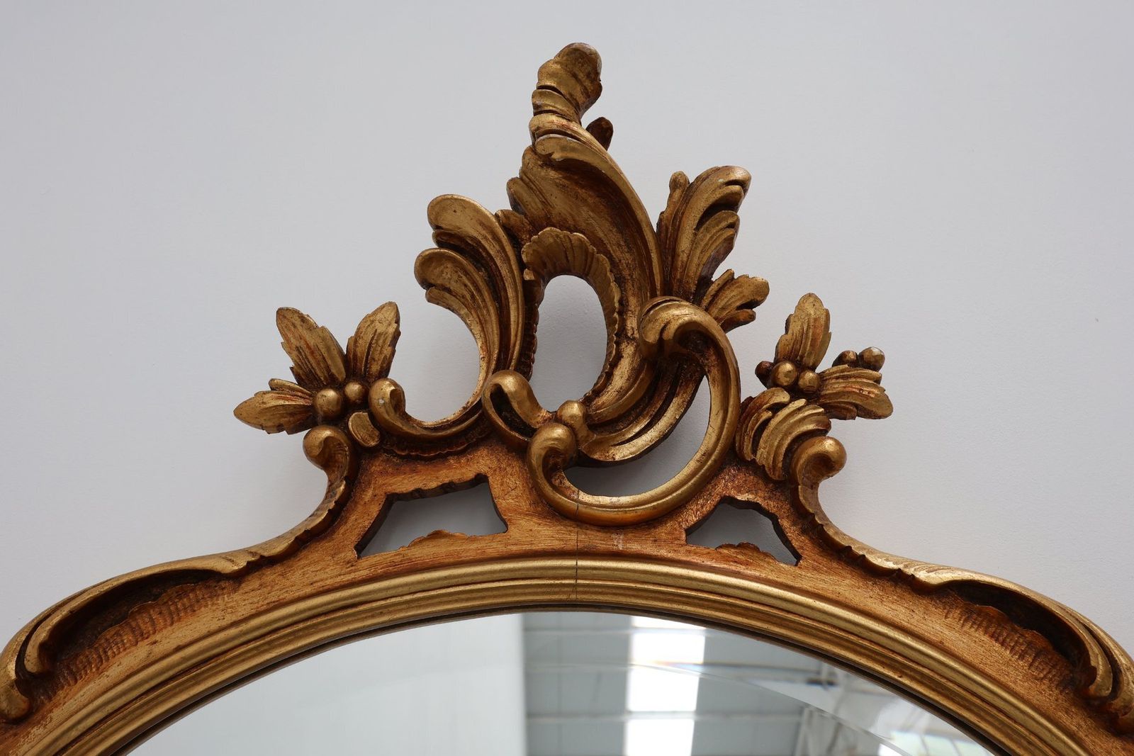 Large Vintage Louis XV Baroque Gilt Wooden Mirror, Belgium, 1950s photo Home Decor