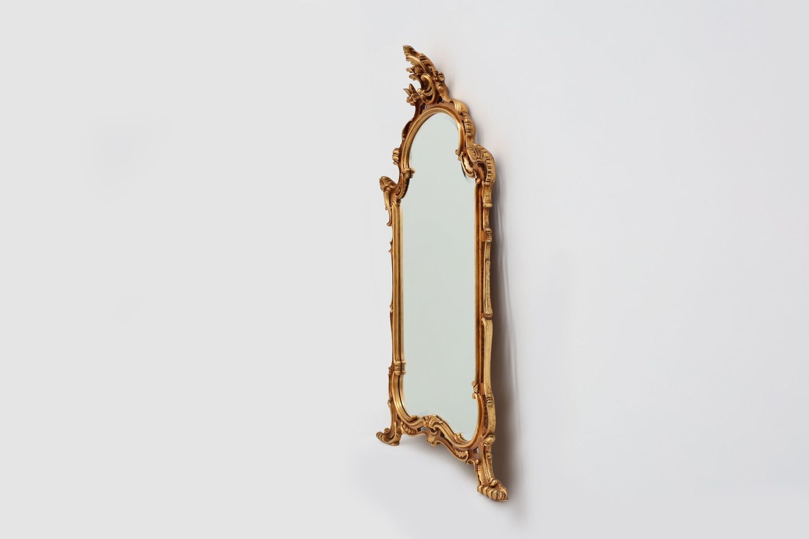 Home Decor Large Vintage Louis XV Baroque Gilt Wooden Mirror, Belgium, 1950s photo
