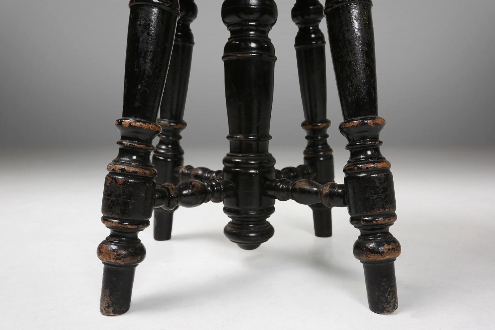 Art Deco Piano Stool In Black Lacquered Wood With Red Velvet, 1920s photo furniture