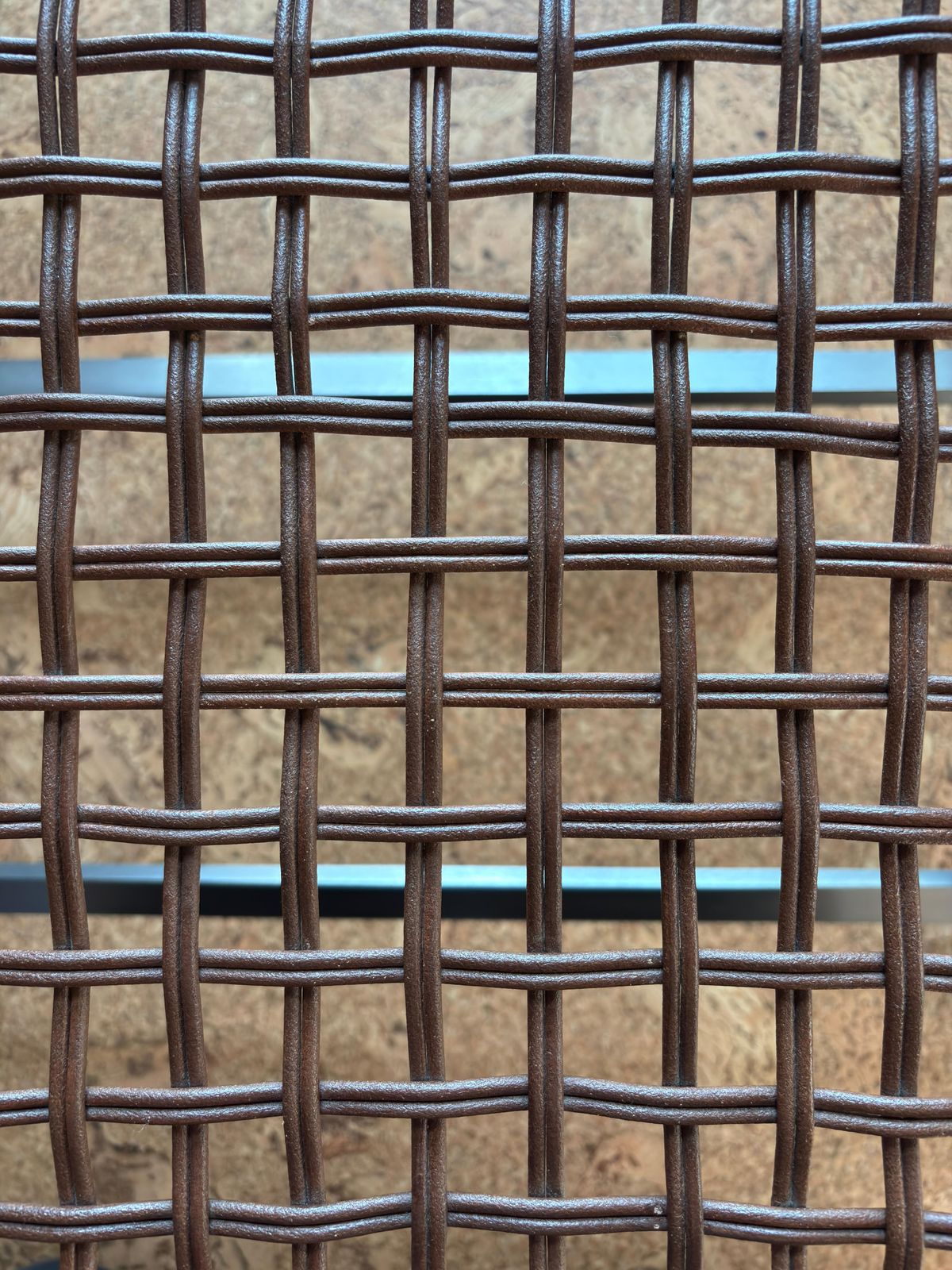 photo furniture Flexform ‘Peter’ Stool By Antonio Citterio In Woven Cowhide And Burnished Metal Frame (Italian Modern / Contemporary)