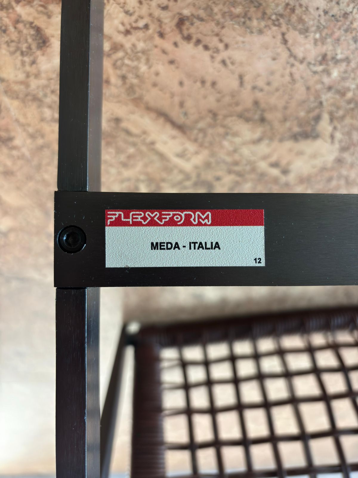 photo for sale Flexform ‘Peter’ Stool By Antonio Citterio In Woven Cowhide And Burnished Metal Frame (Italian Modern / Contemporary)