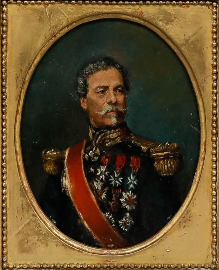 Framed 19th Century Oil   Portrait Of A French Military Officer photo furniture