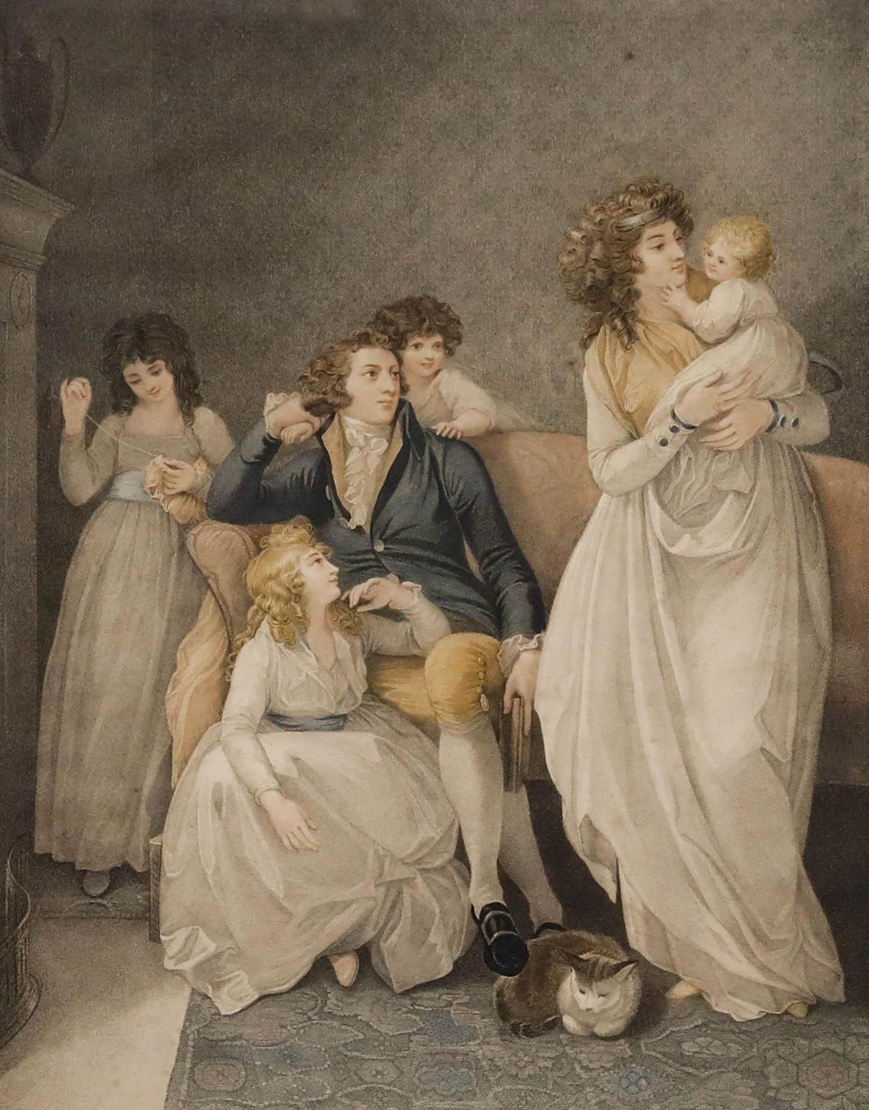 Charles Knight After Thomas Stothard   Stipple Engraving, The Landlord's Family photo furniture