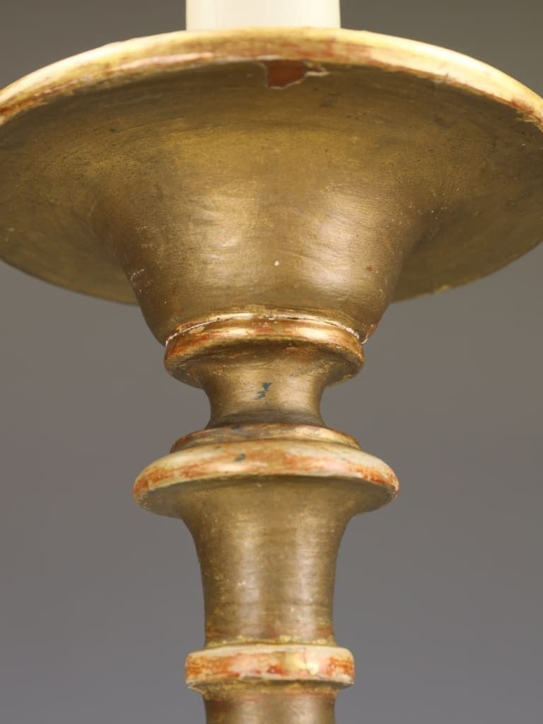 A Distinguished Pair Of 18th Century Giltwood & Polychrome Altarpiece Lamps photo buy
