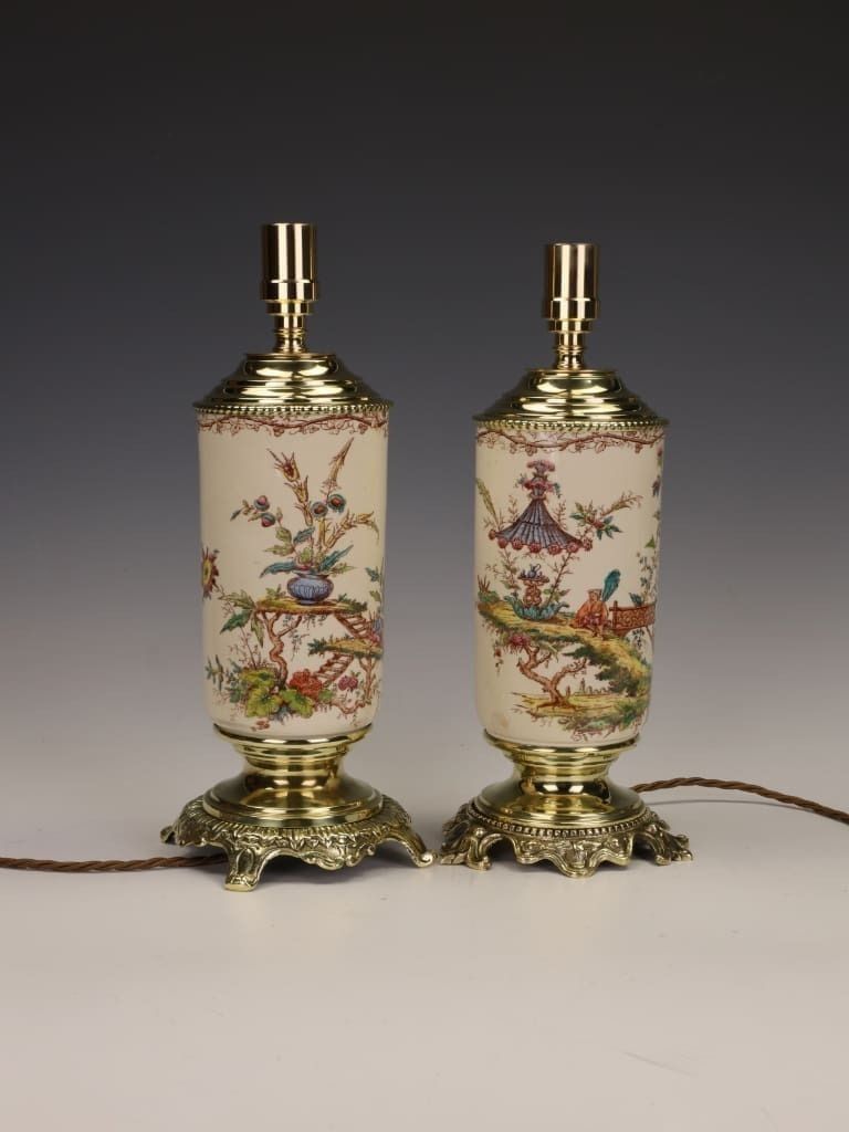Exceptional Pair Of French Faience Table Lamps By Keller & Guérin, Lunéville, Circa 1900