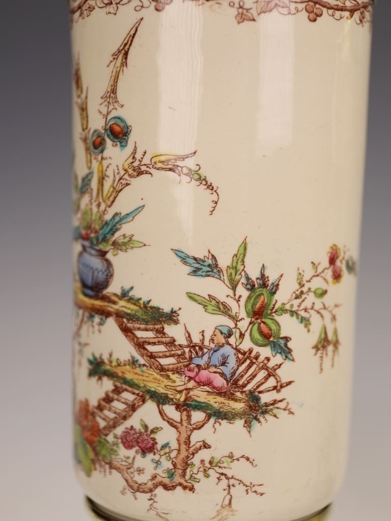 Exceptional Pair Of French Faience Table Lamps By Keller & Guérin, Lunéville, Circa 1900 photo vintage