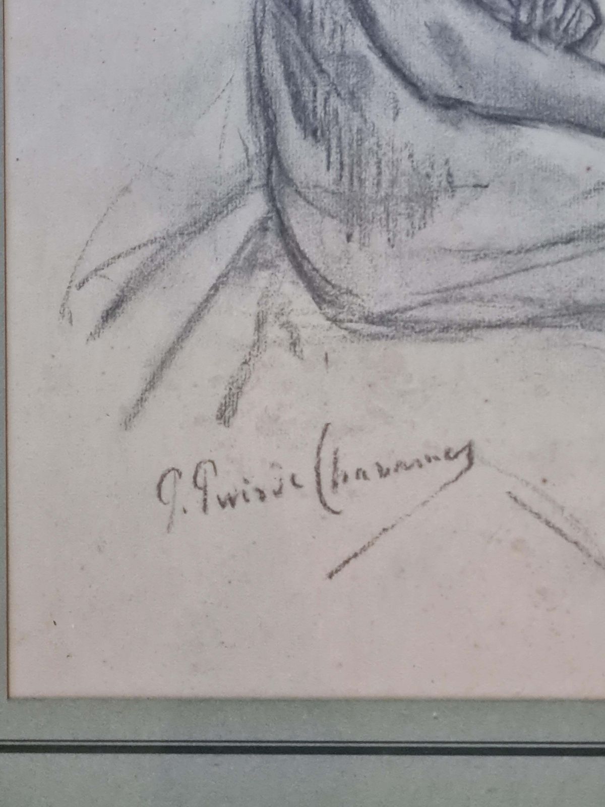19th Century Academic Study Of Female Nude, Original Framed Charcoal Drawing photo for sale