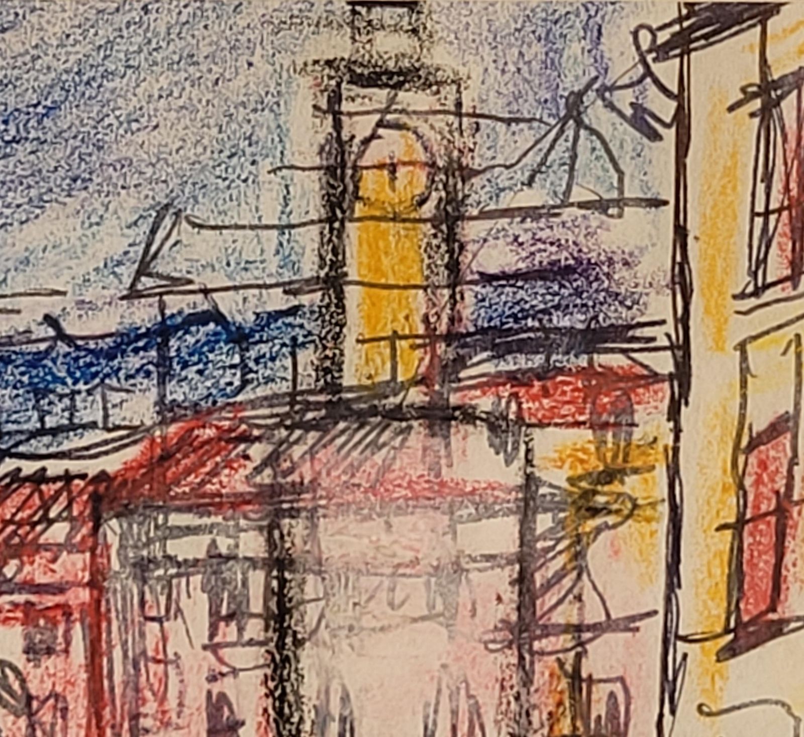 Alfred Salvignol French Village Street View With Fountain. Pastel On Paper. 23cm X 30.5cm. photo Art
