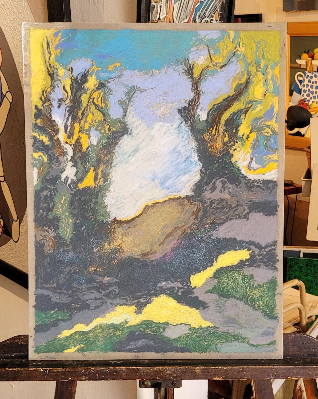 Art Francis Besson Olive Trees In Mid Summer Provence. Pastel On Paper. 2022 photo
