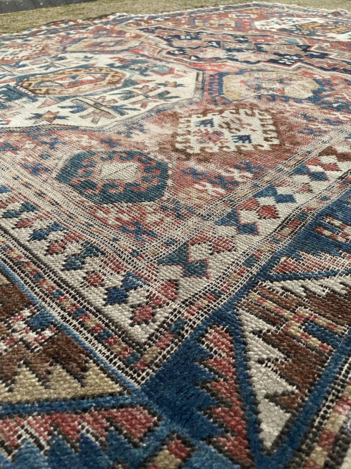 Antique Caucasian Triple Medallion Kazak Rug photo 795.0