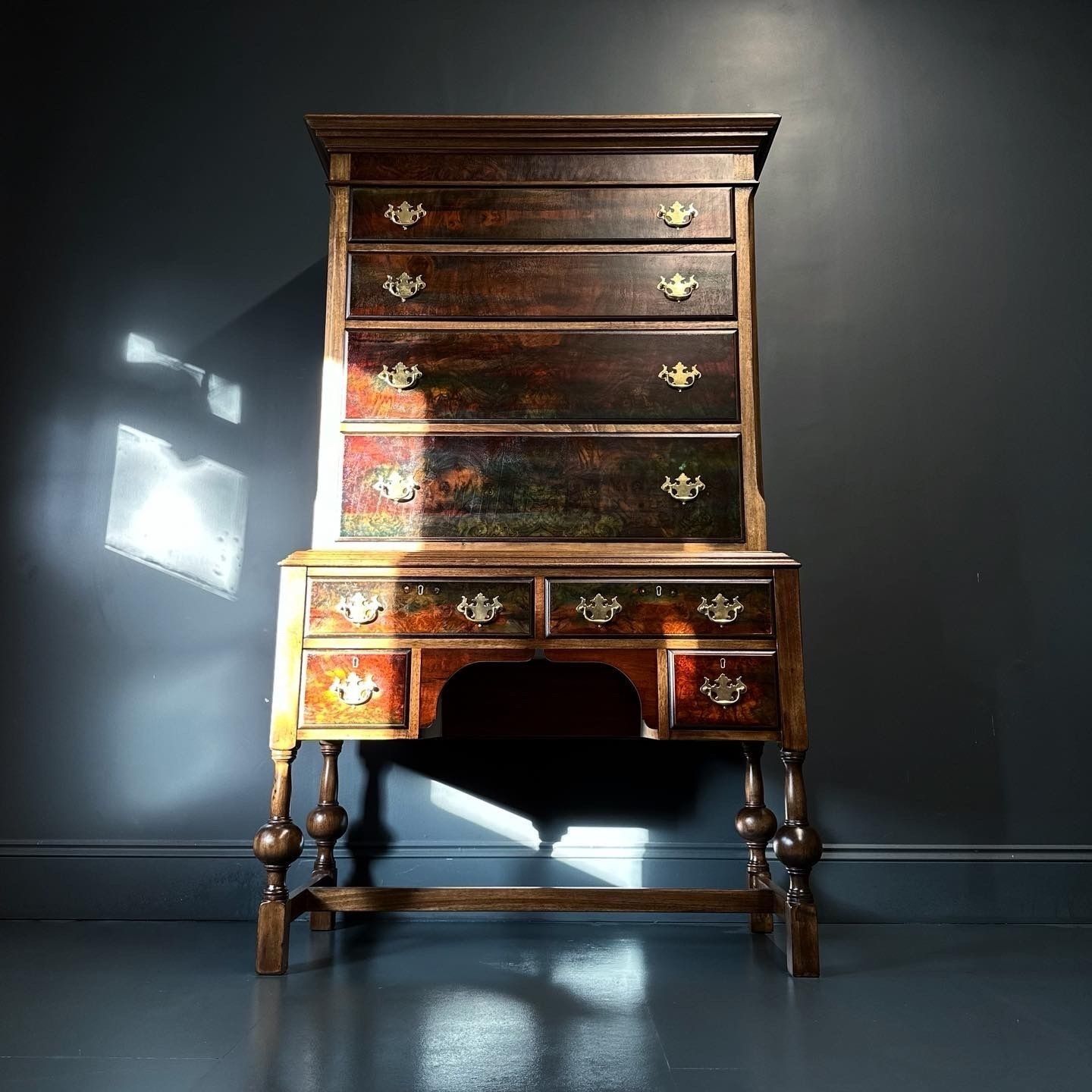 Walnut Tallboy   Chest On Stand Cabinet