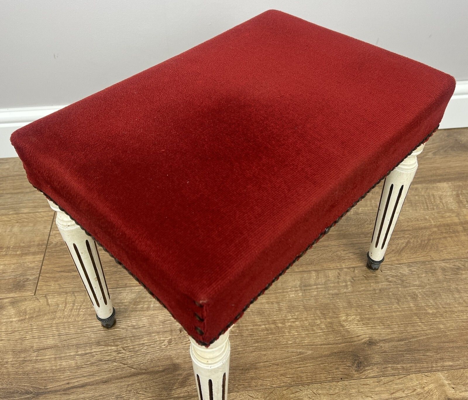 Footstool Vintage French Upholstered Stool Bench Decorative Seat Lot 4948. photo Furniture