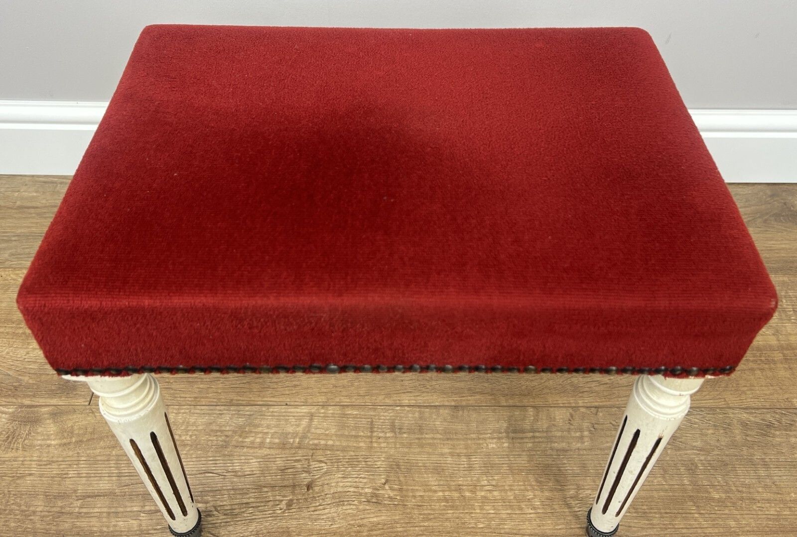 Footstool Vintage French Upholstered Stool Bench Decorative Seat Lot 4948. photo vintage