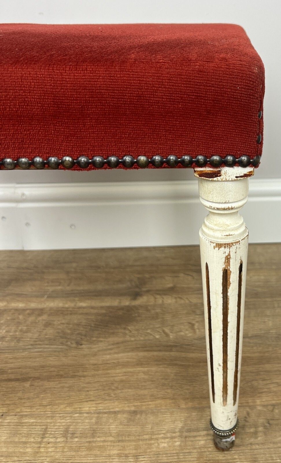 Footstool Vintage French Upholstered Stool Bench Decorative Seat Lot 4947. photo vinterior