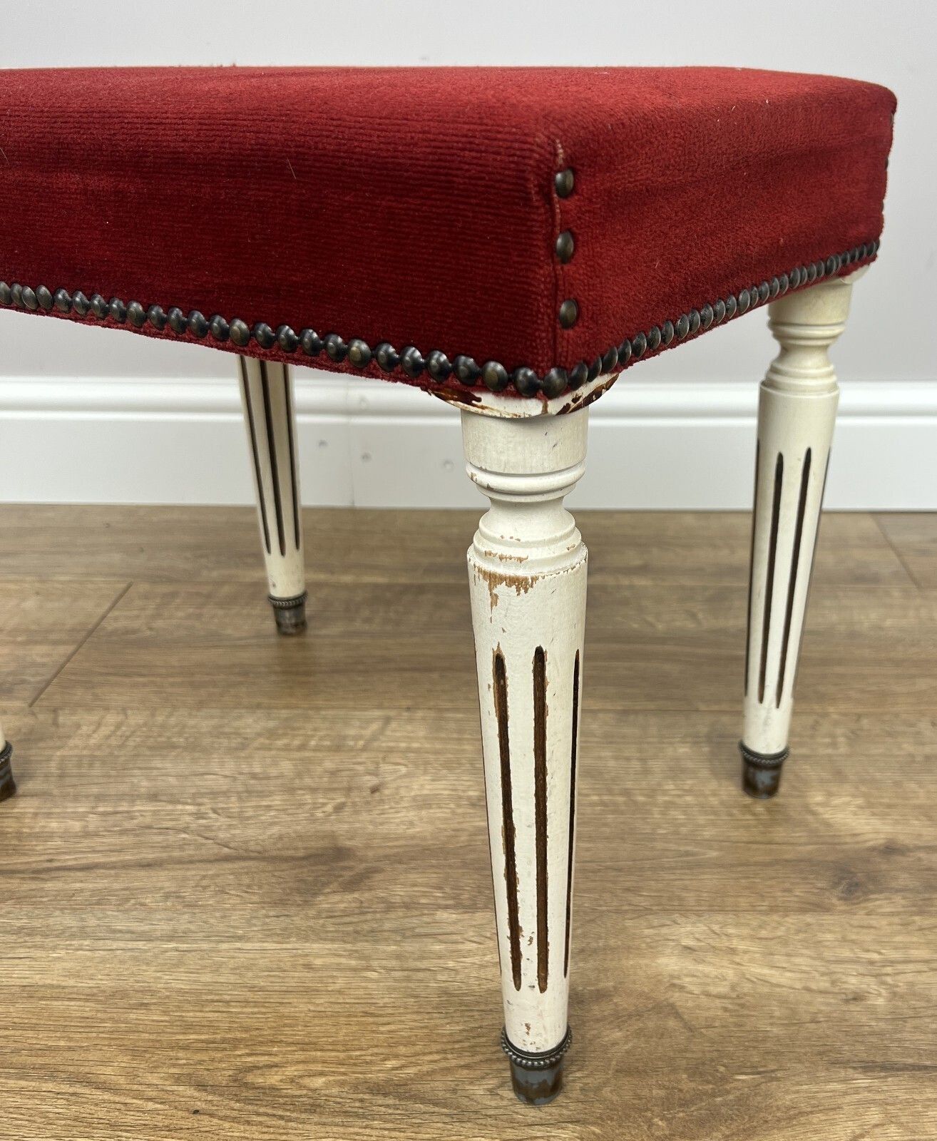 photo for sale Footstool Vintage French Upholstered Stool Bench Decorative Seat Lot 4947.