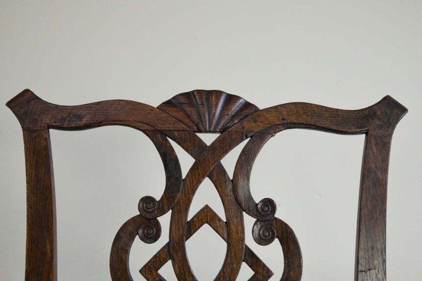 Furniture Georgian Oak Chippendale Style Chair photo
