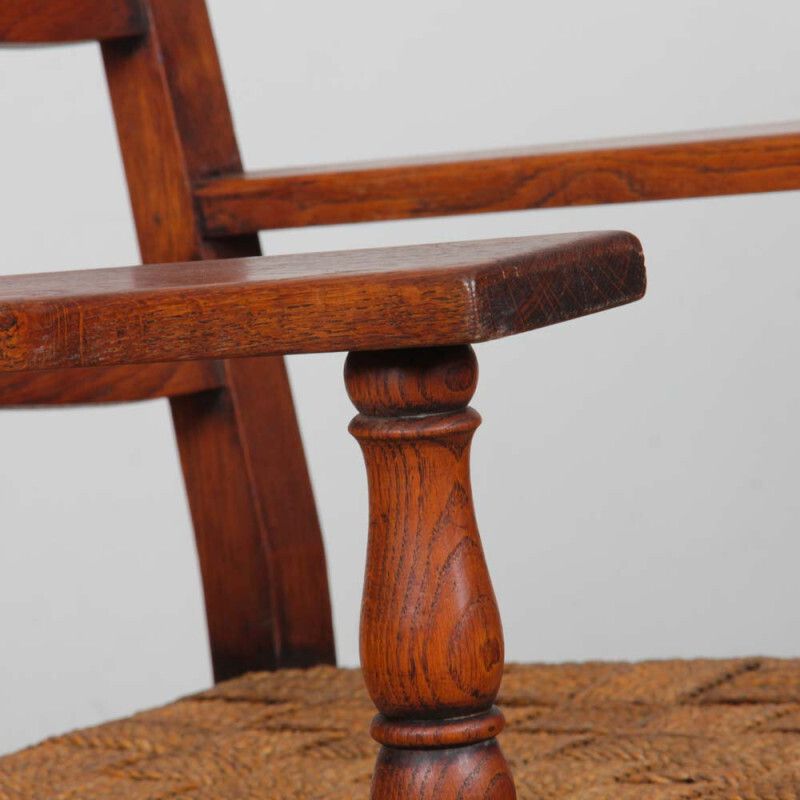 A Pair Of Armchairs In Oak And Rope, French Craftsmanship From The 1940s photo 1176.0