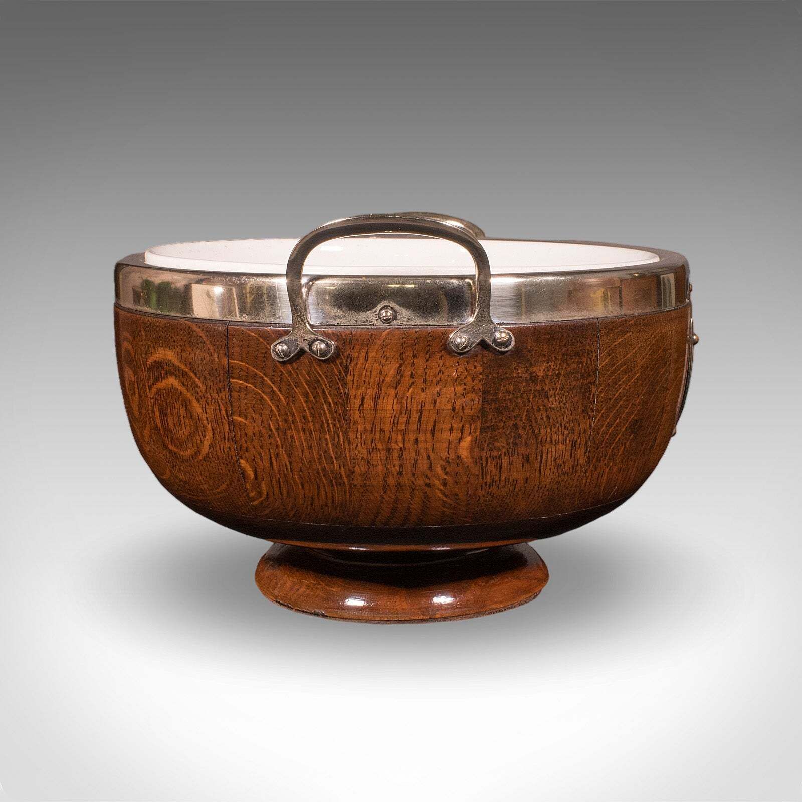 Antique Presentation Prize Bowl, English, Oak, Ceramic, Fruit Dish, Edwardian photo Home Decor