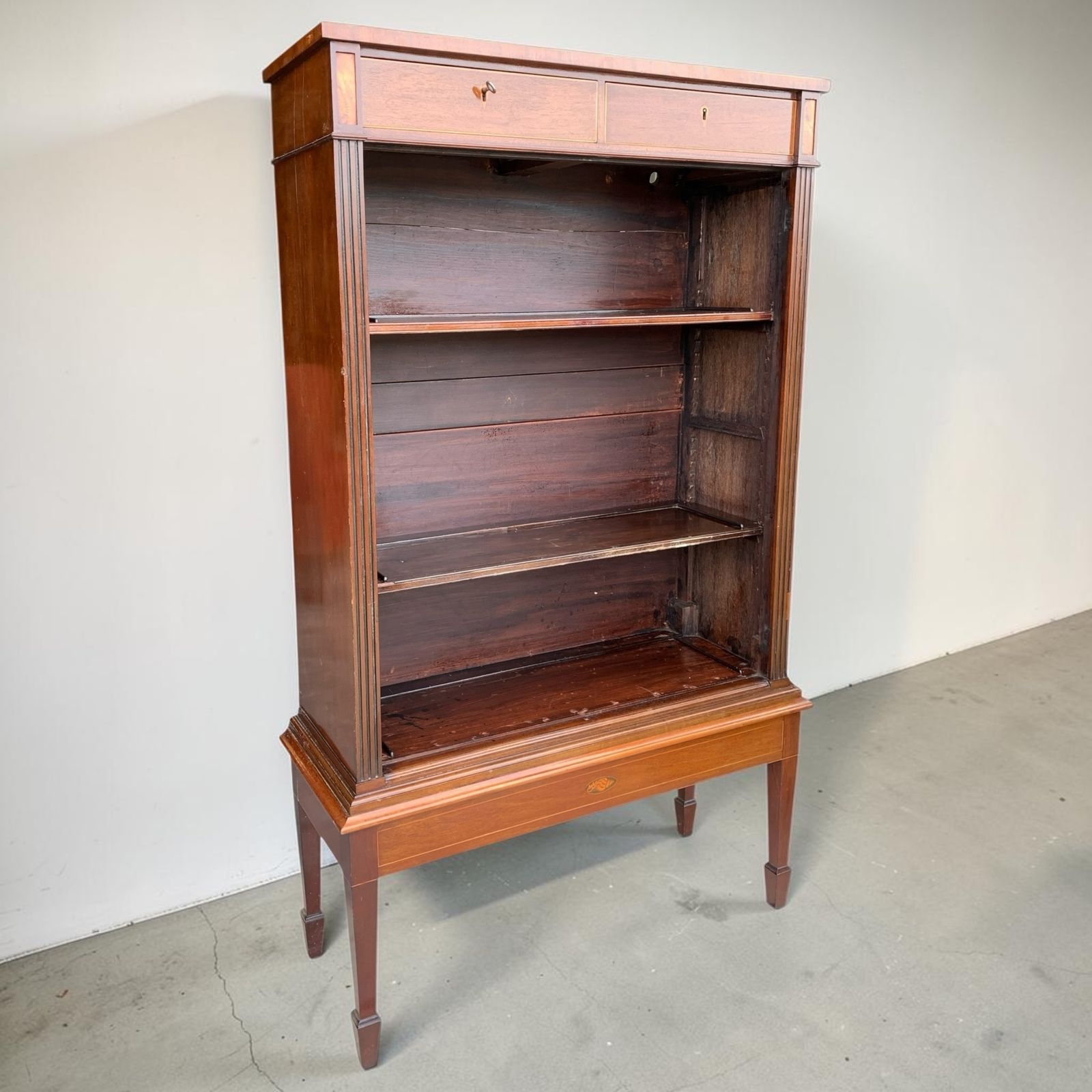 Antique Edwardian Open Bookcase / Display Cabinet
