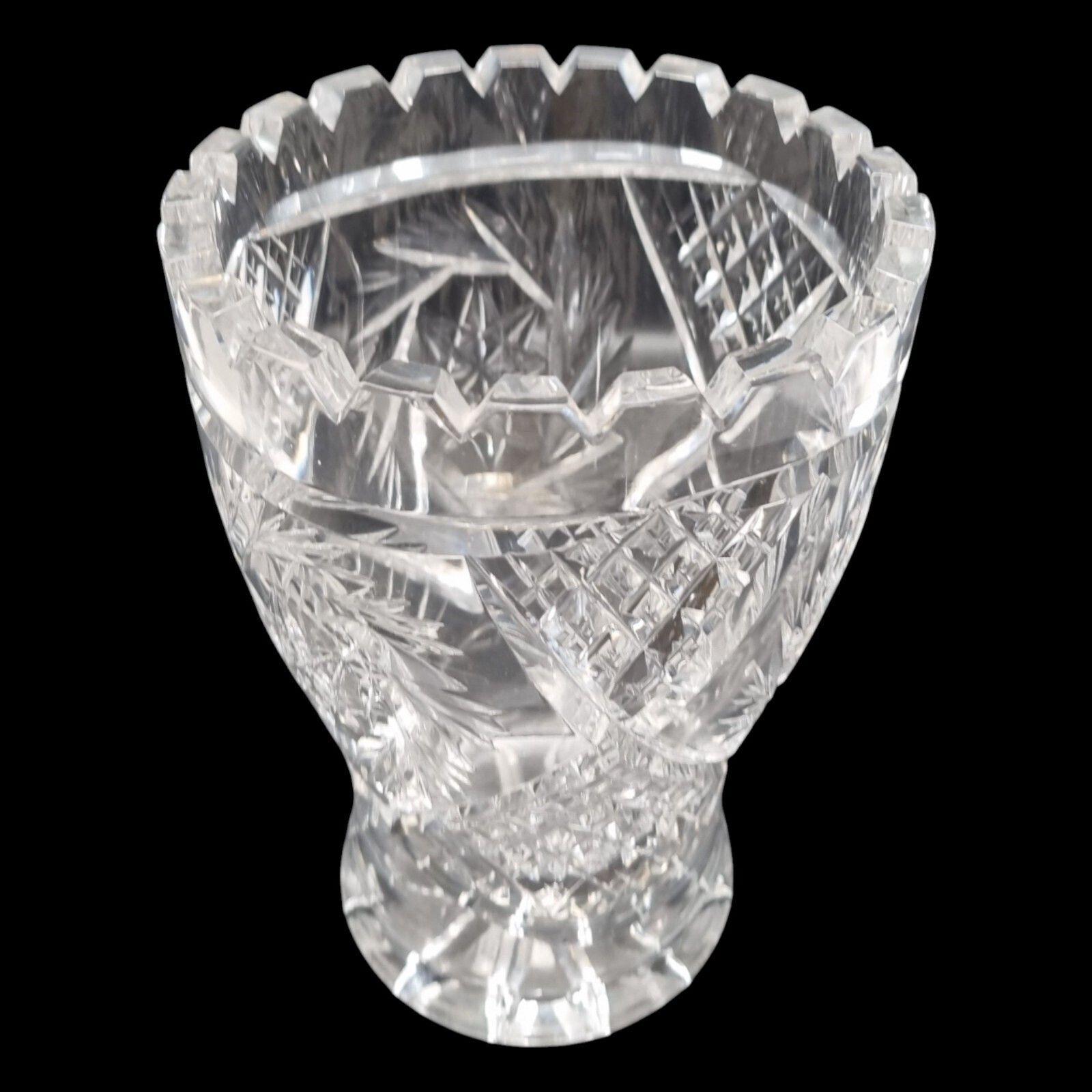 Antique Crystal Cut Vase Victorian Heavy Cut Quality Castle Vase photo Home Decor