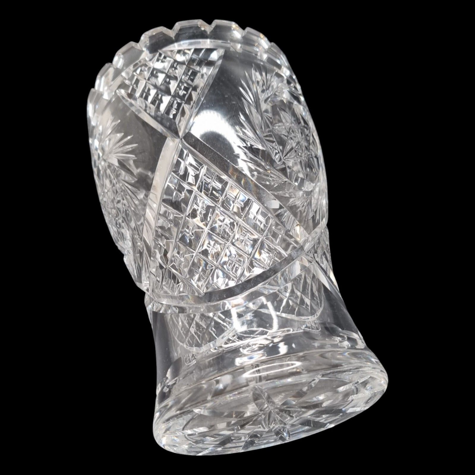 Antique Crystal Cut Vase Victorian Heavy Cut Quality Castle Vase photo 50.0