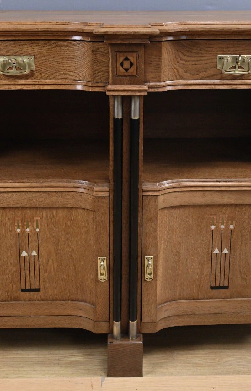 Oak Sideboard In The Style Of Gustave Serrurier Bovy, Art Deco – 1930 photo vintage