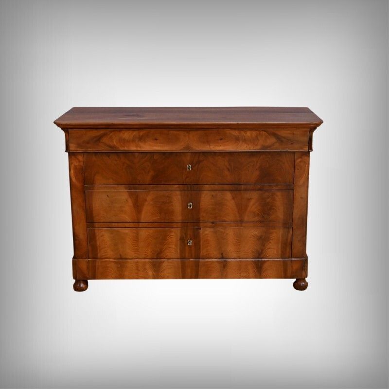 Chest Of Drawers In Burr Walnut, Restoration Period – Part 1, 19th Century