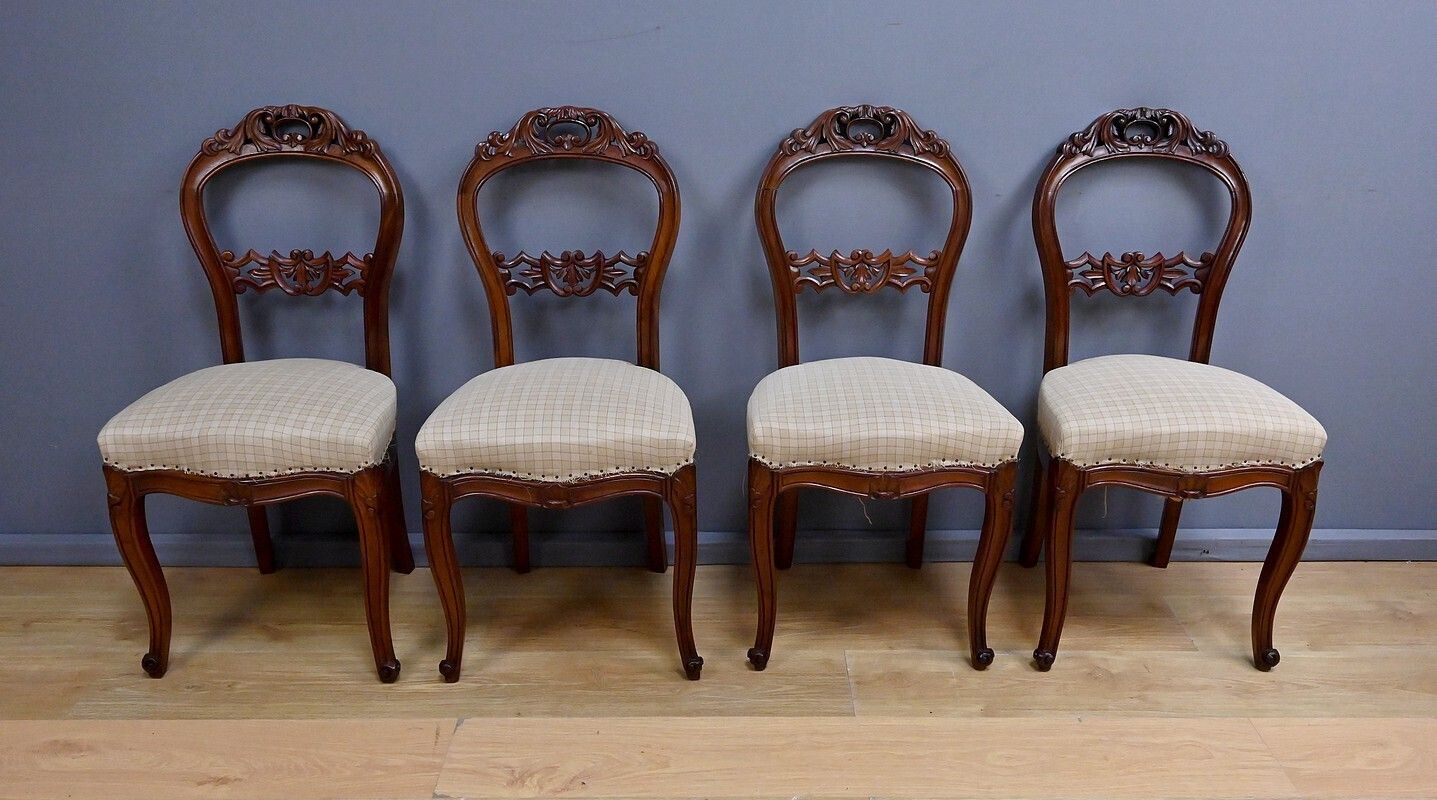Set Of 4 Mahogany Chairs, Napoleon III Period   Second Half Of The 19th Century photo vintage