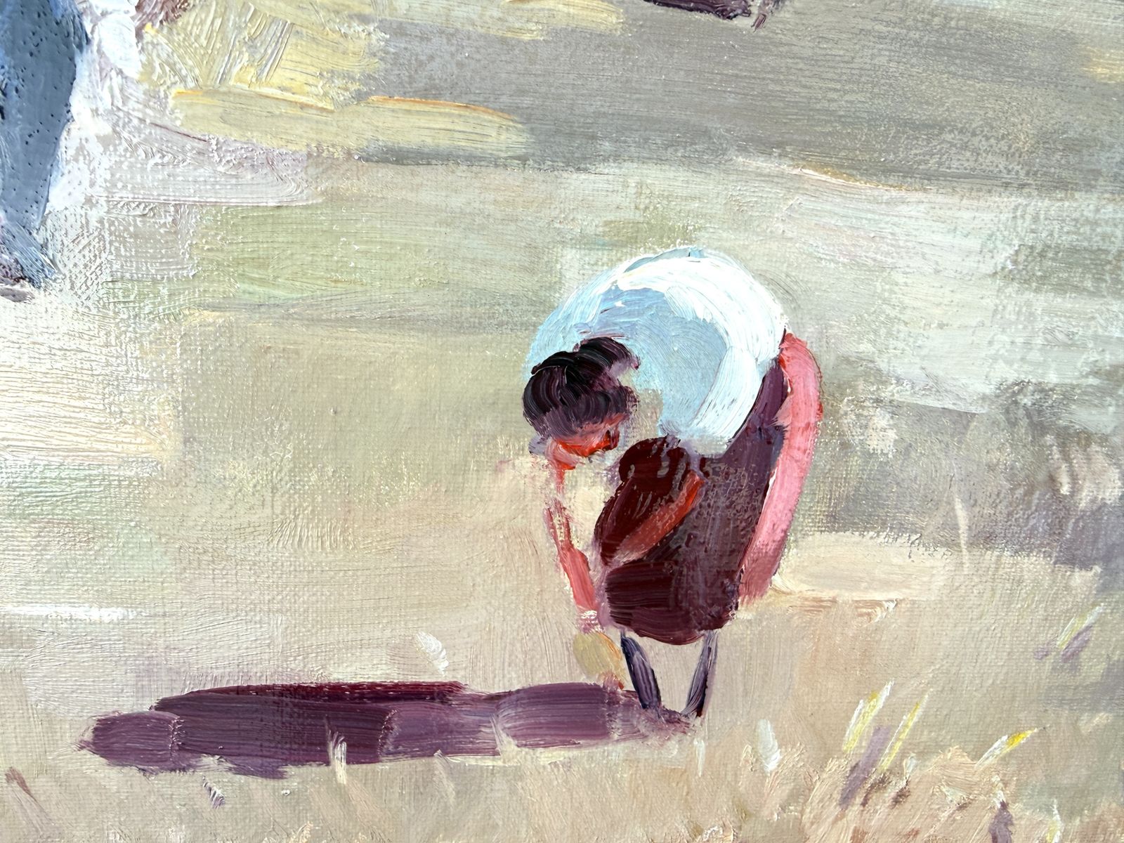 Large Catalan Harvest Landscape Painting Pyrenees Olot School Figures Oil photo for sale