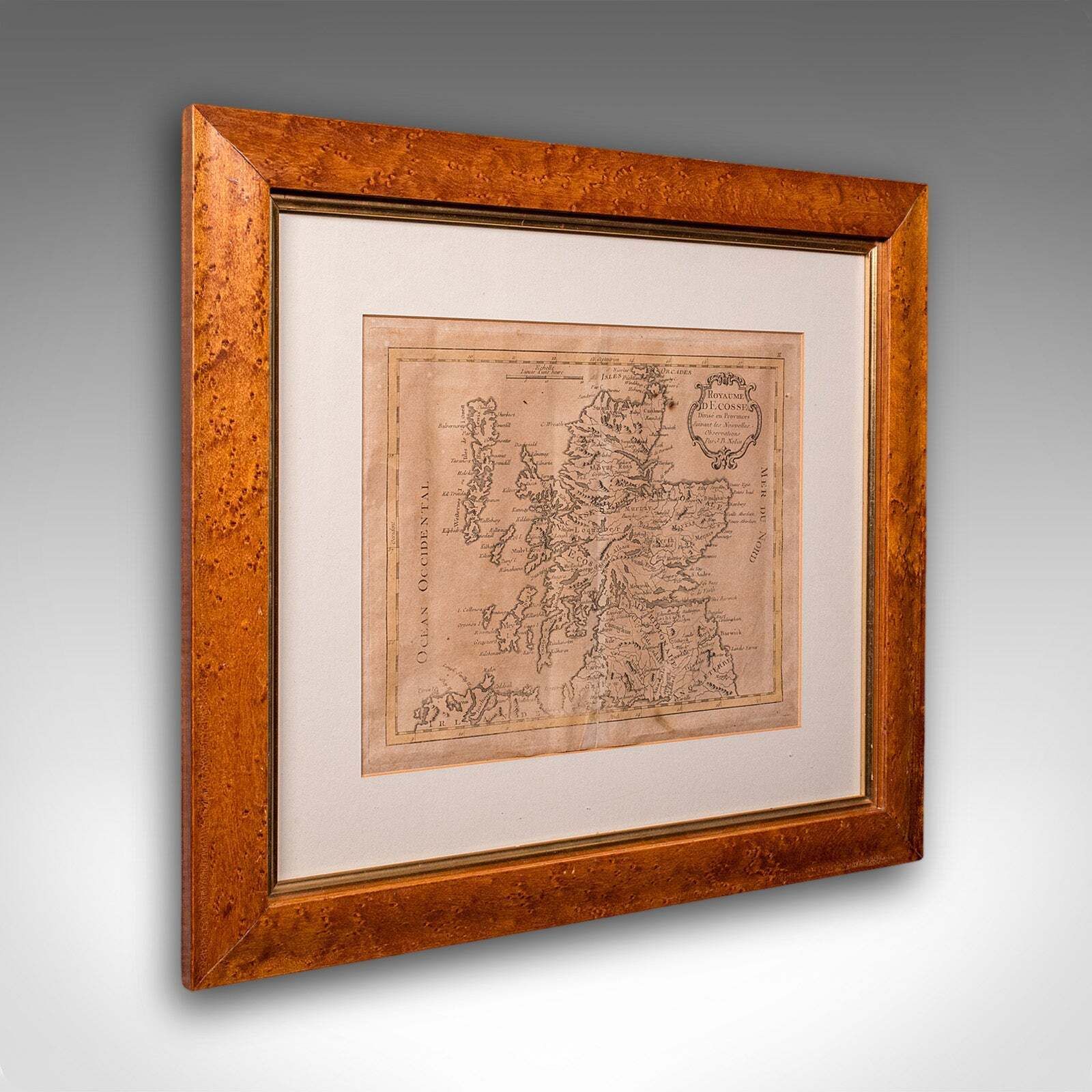 Antique Map Of Scotland, French, Framed Cartography, Ecosse, Georgian, C.1780