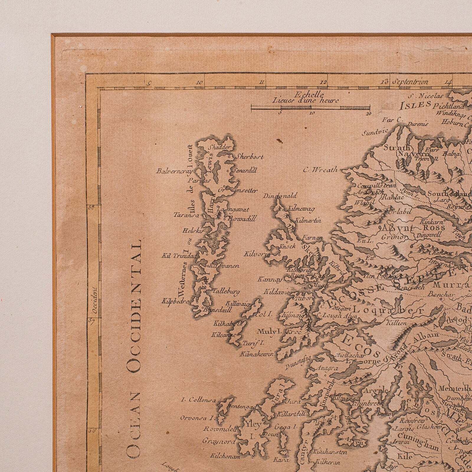 Antique Map Of Scotland, French, Framed Cartography, Ecosse, Georgian, C.1780 photo vinterior