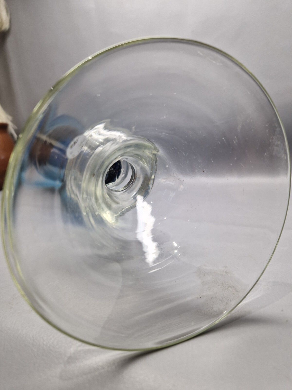 Tall Blue Swirl Art Glass Trumpet Vase Murano With Sticker Retro Glass photo vinterior