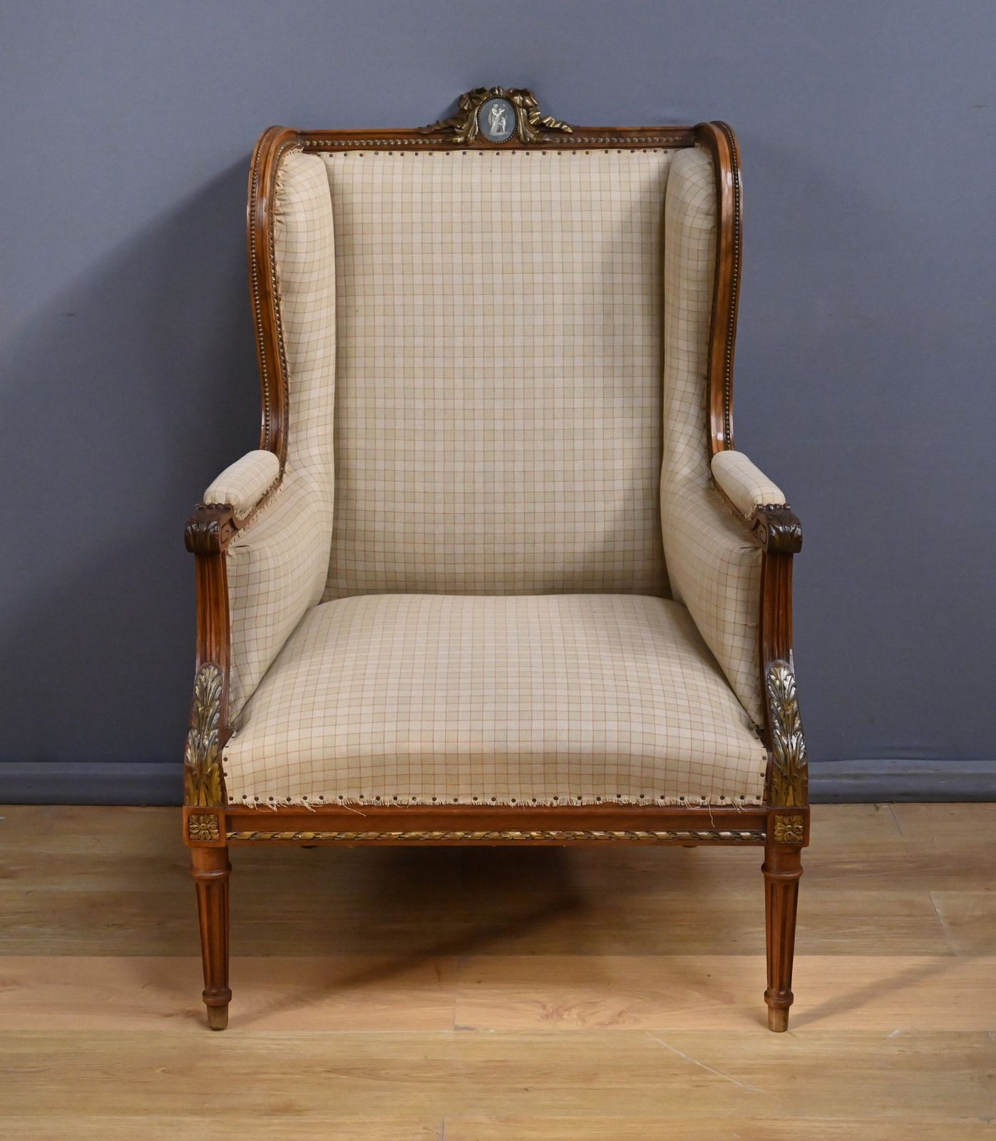 photo furniture Bergère Armchair With Walnut Ears, Louis XVI Style – Late 19th Century