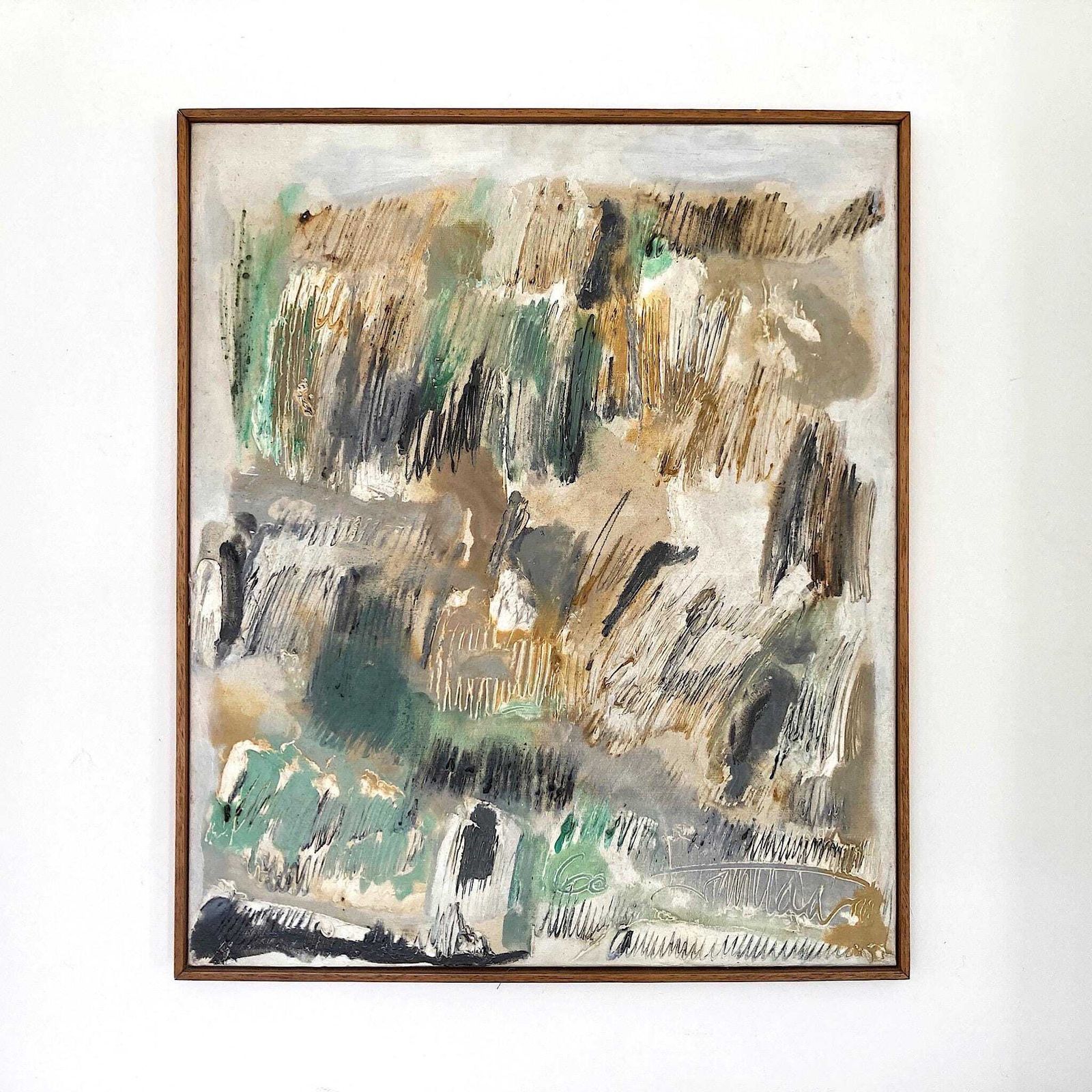 Nuit Obscure   Abstract Painting Dated 1960 From Paris School Art Movement photo furniture