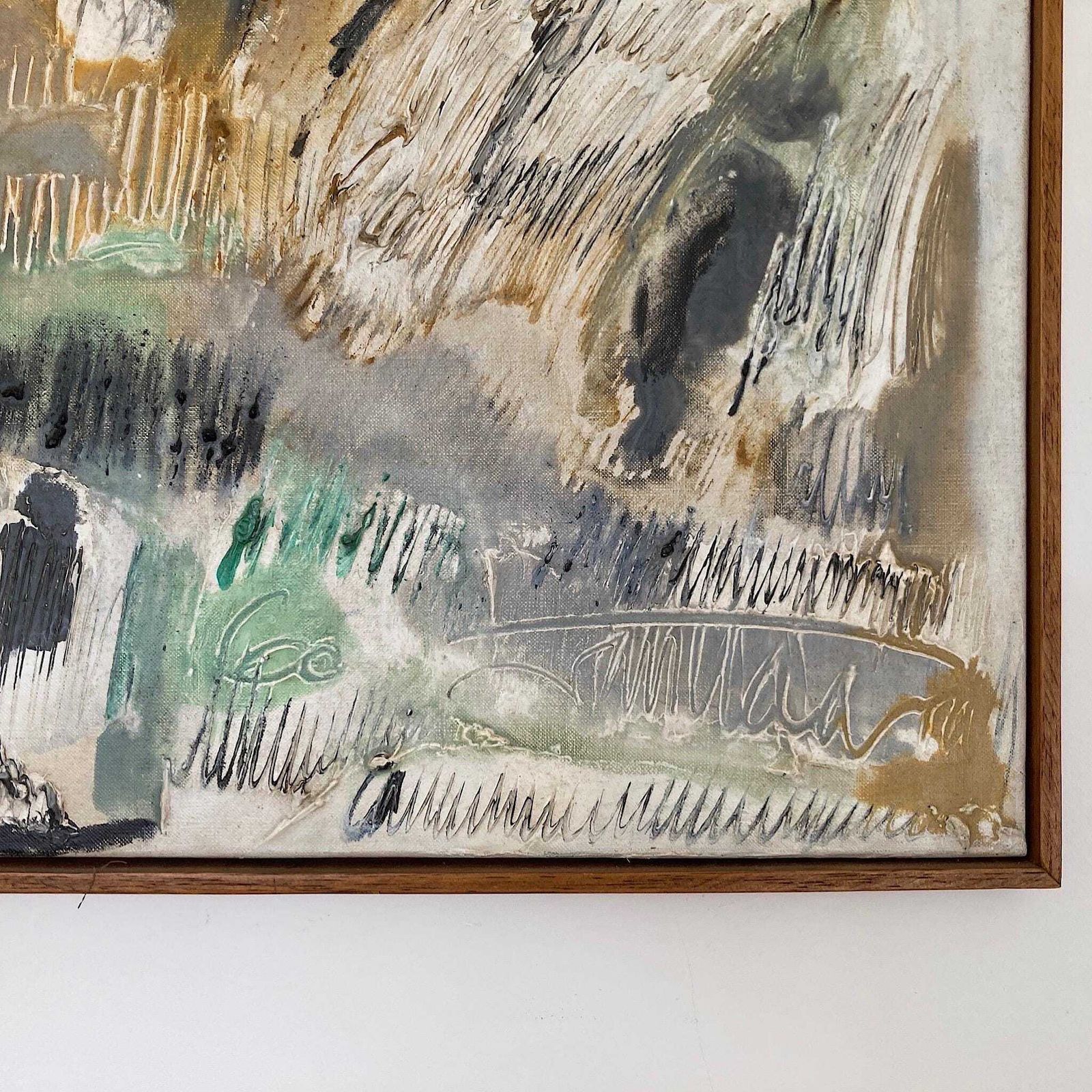 Nuit Obscure   Abstract Painting Dated 1960 From Paris School Art Movement photo vintage
