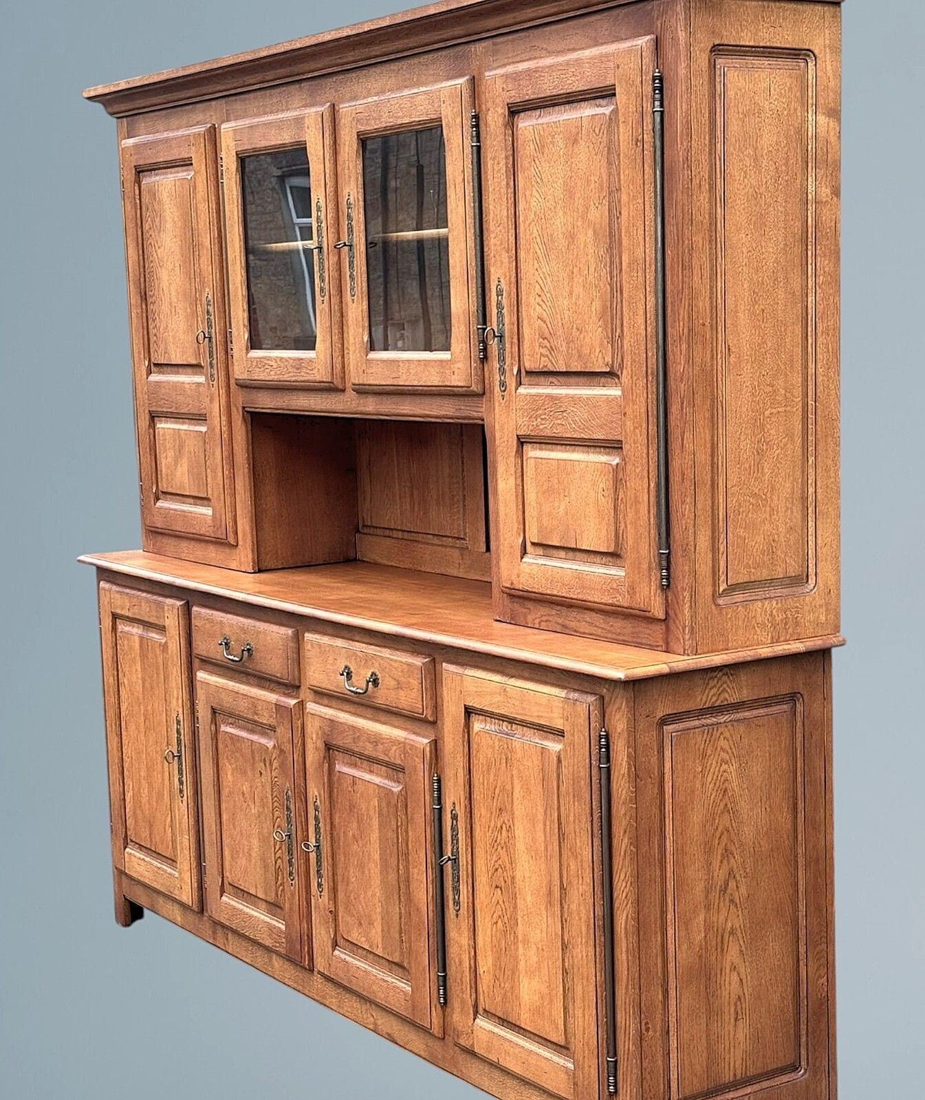 Large Oak Kitchen Dresser / Oak Bookcase / Oak House Keepers Cupboard photo for sale