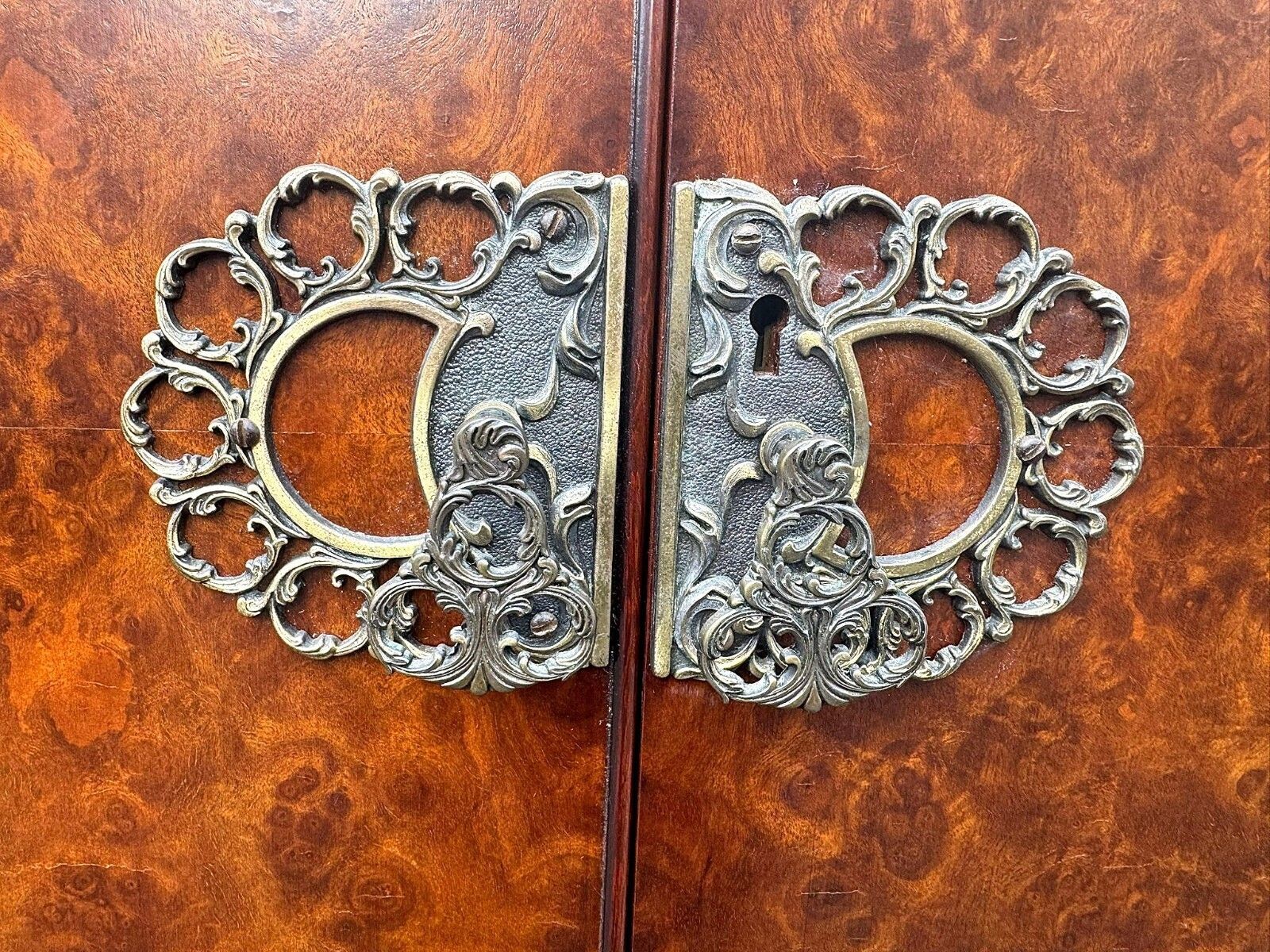 photo for sale Queen Anne Style Burr Walnut Cocktail Cabinet / Drinks Cabinet