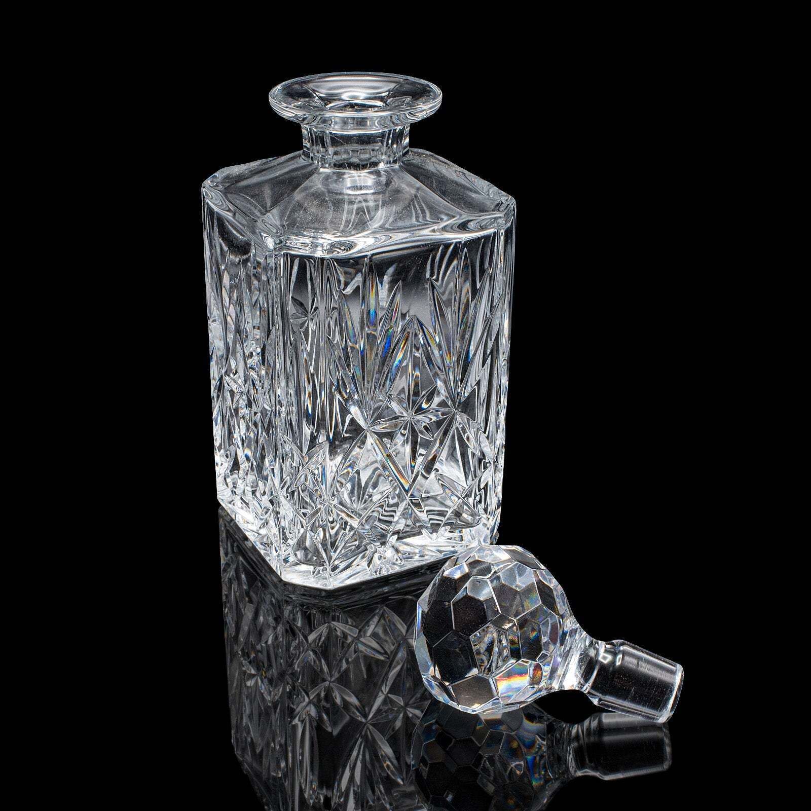 Vintage Scotch Decanter, English, Cut Crystal Glass, Whiskey, Bourbon, Spirits photo furniture