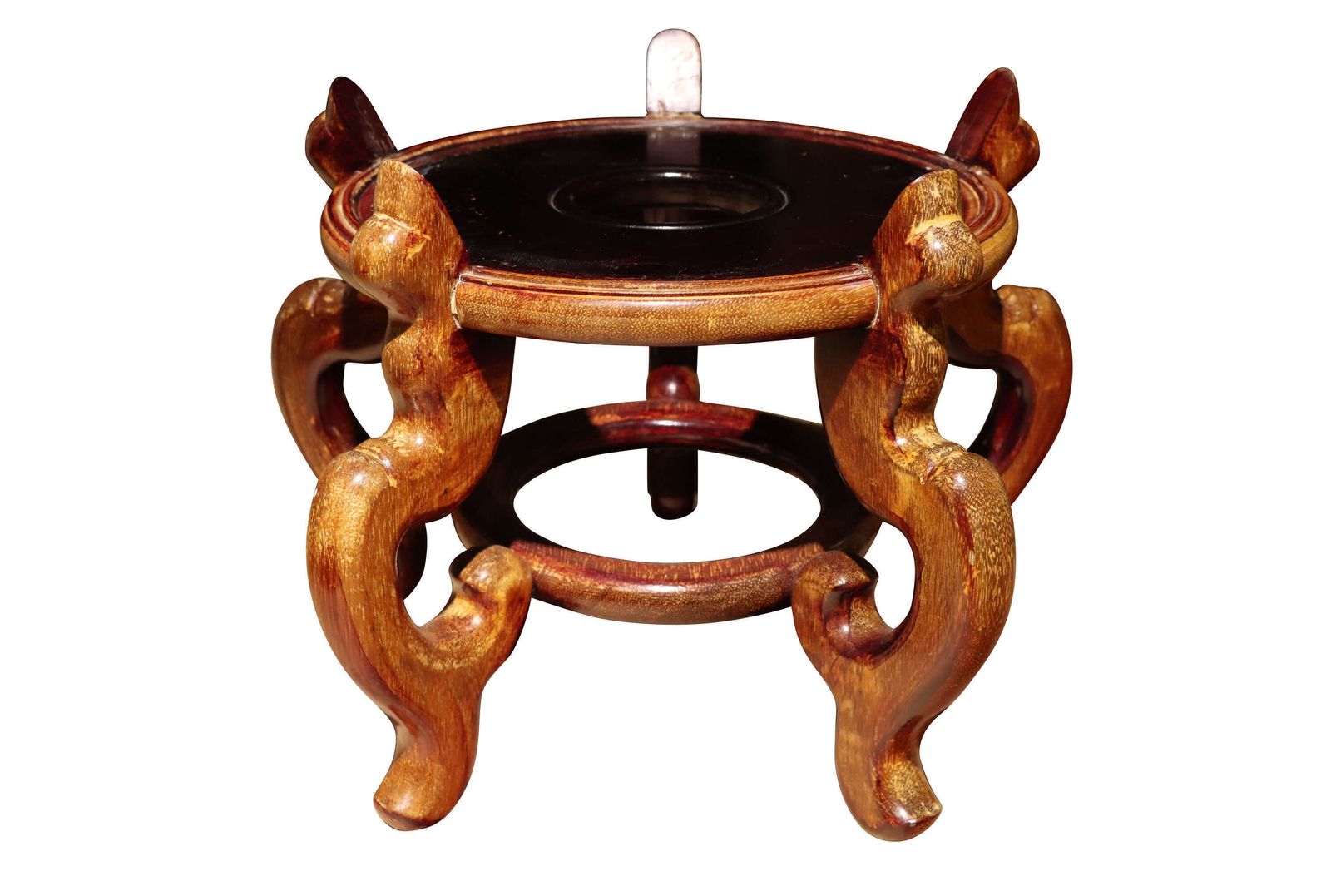 Chinese Decorative Porcelain Fish Bowl / Jardinière On Hardwood Stand, Circa 1970 photo for sale