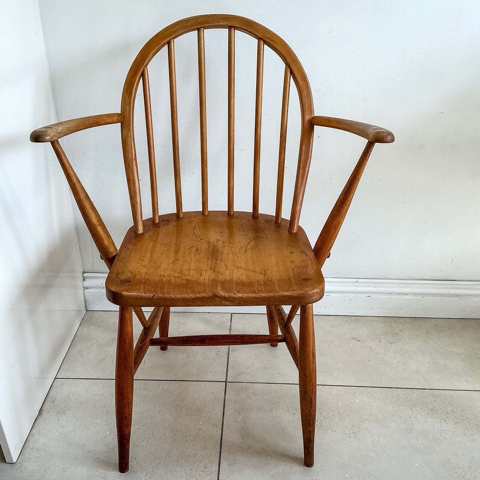 Early Ercol Carver Windsor Dining Or Armchair 139a 50s Original Finish
