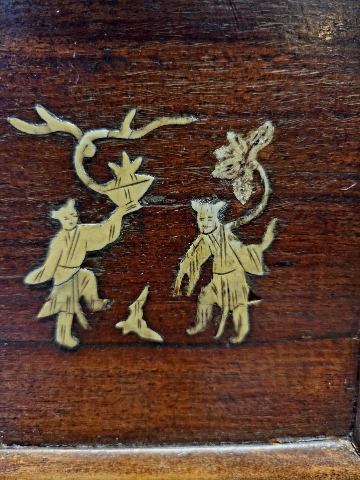 Antique Chinese Export Chair Horseshoe Back Lacquer Seat Bone Inlay Qing Style C1900 photo vintage